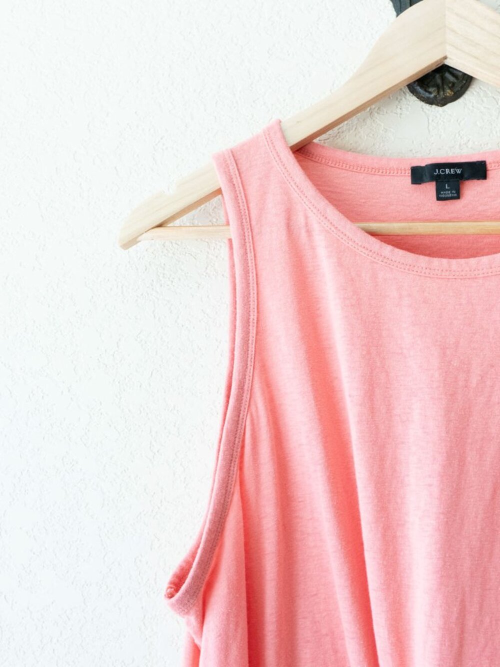 J Crew Womens L Coral Pink Twist Front Tank Top Slub Knit Sleeveless Relaxed - Picture 5 of 14